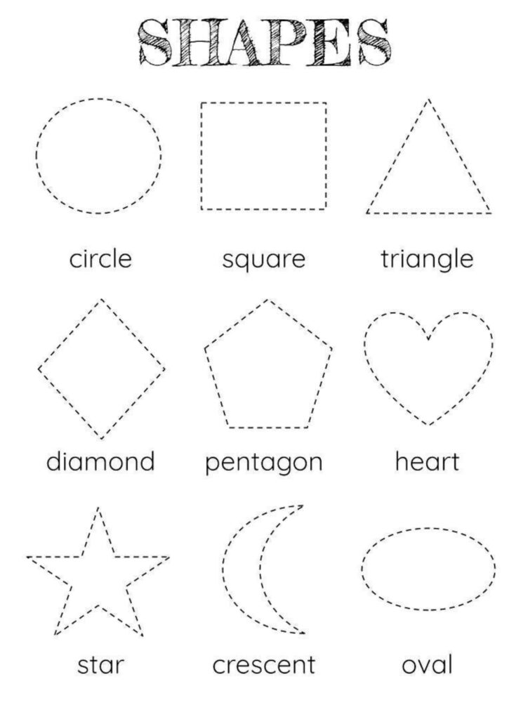 Shape Tracing Worksheet For Kindergarten Preschool Learn To Trace