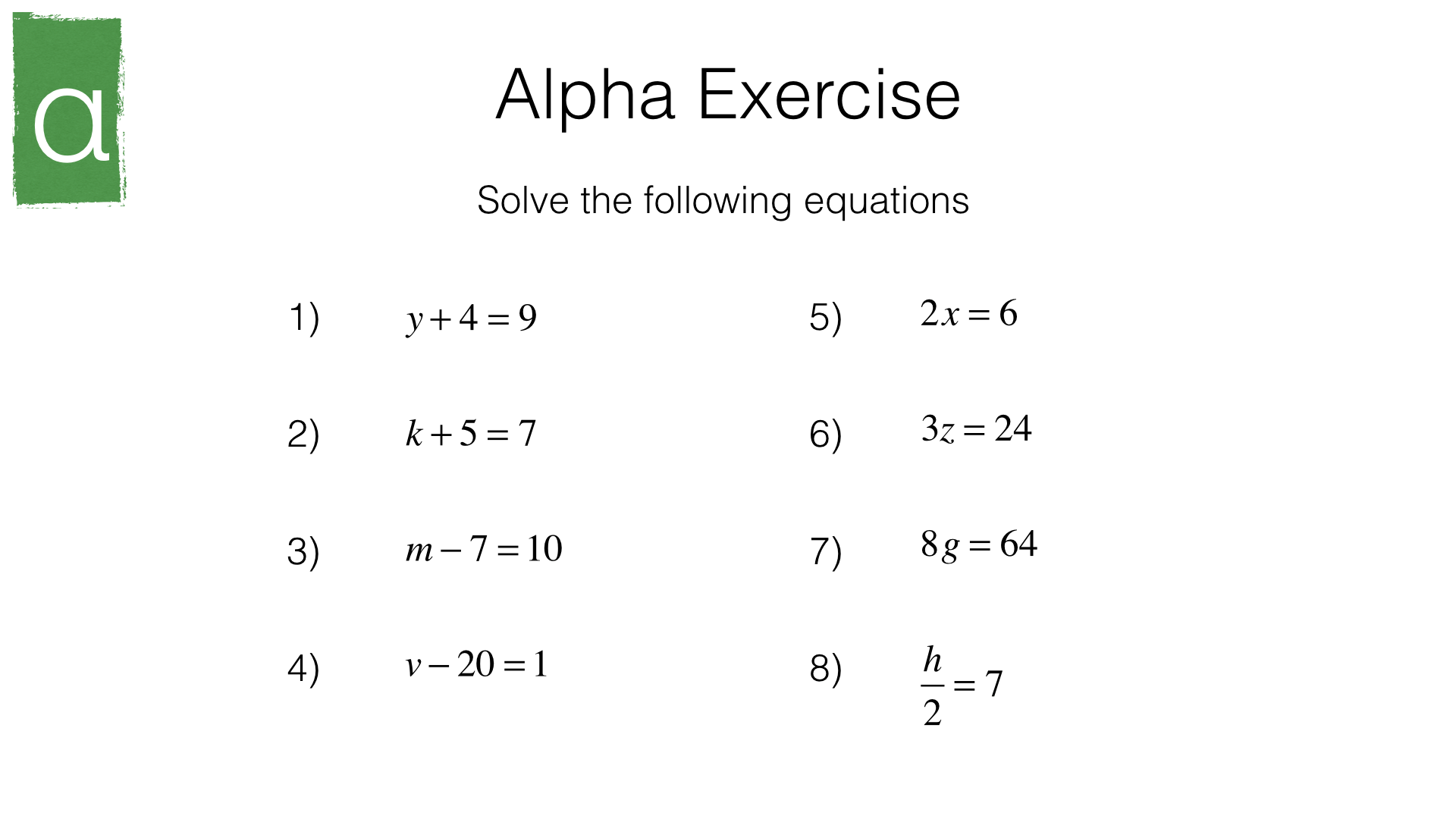 algebra equations worksheet