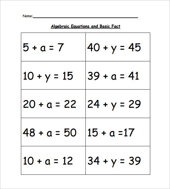 algebra beginner worksheets