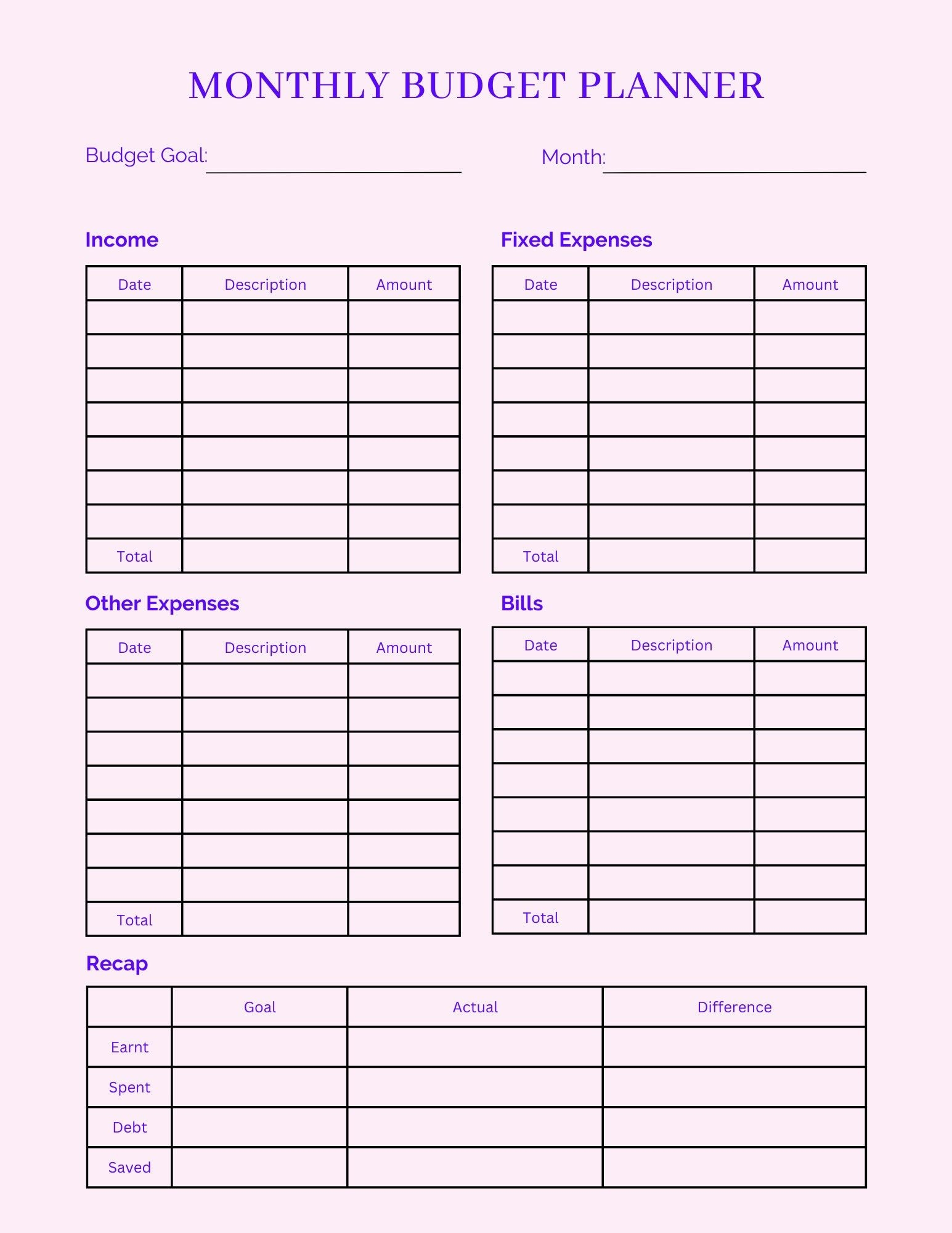 free printable budget worksheet pdf canada