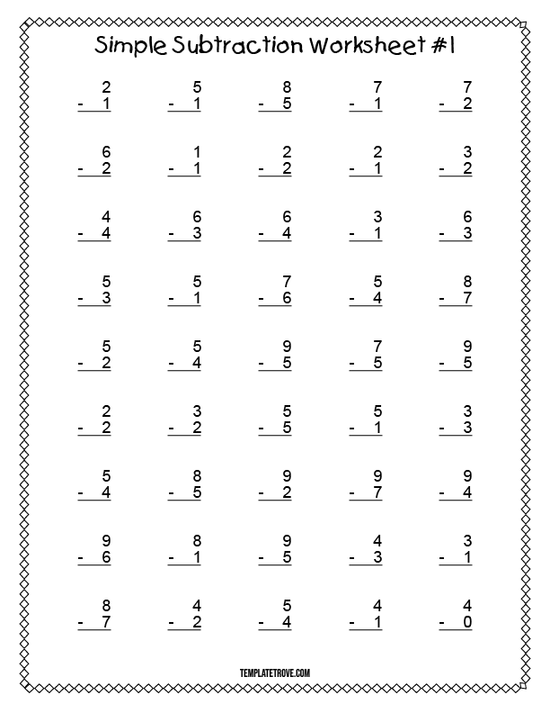Simple Subtraction Worksheets Practice Subtraction For Kids