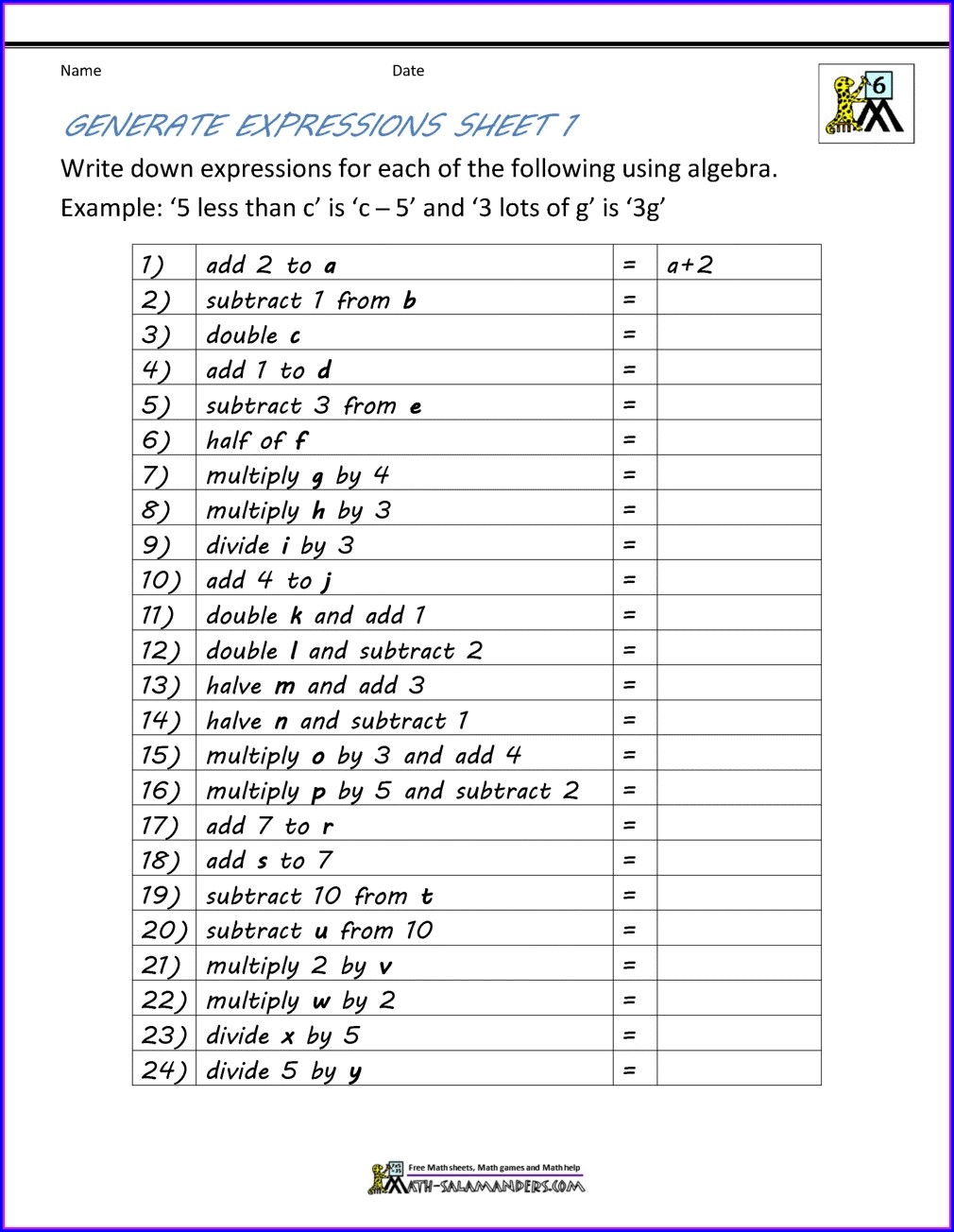 6th grade english worksheets