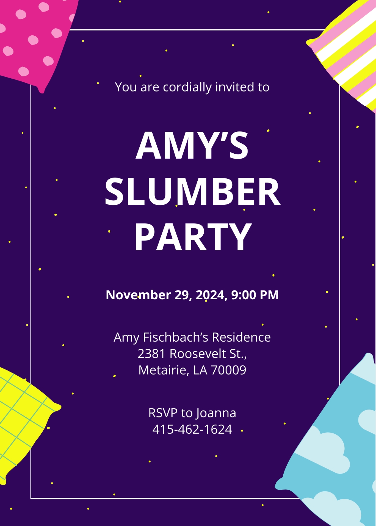 Slumber Party Invitation Template Edit Online Download Example 