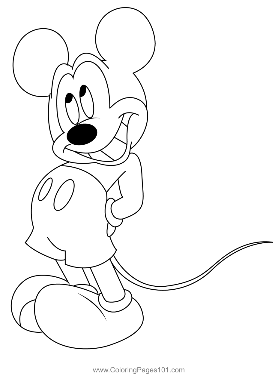 Smile Mickey Mouse Coloring Page For Kids Free Mickey Mouse Printable 