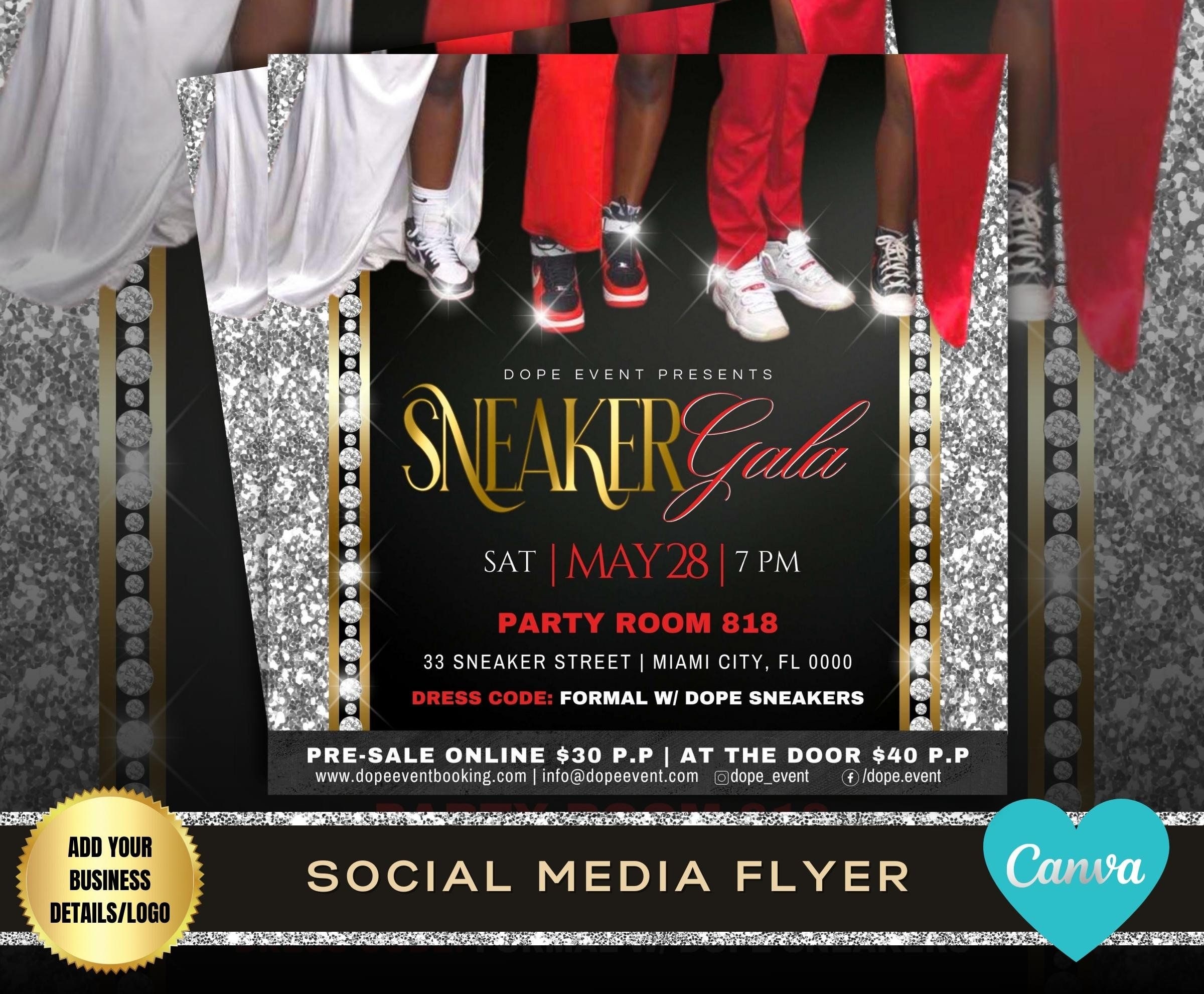 SNEAKER BALL PARTY Flyer Sneaker Gala Soiree Invitation Flyer Social 