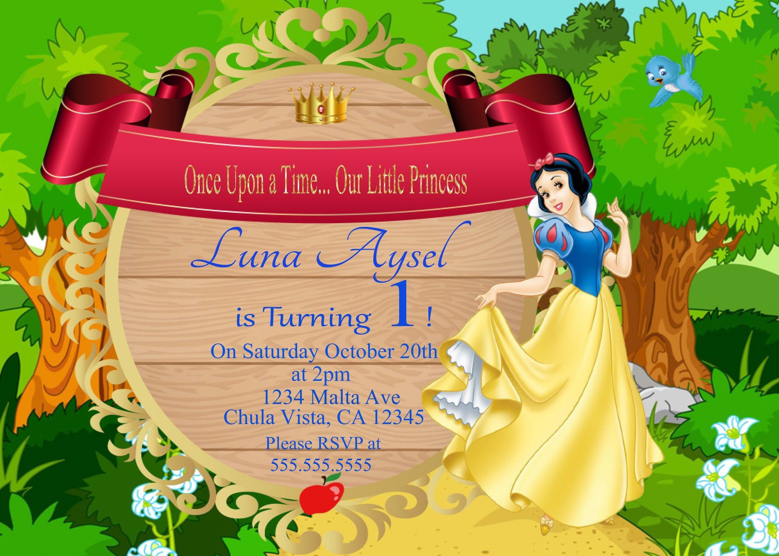 Snow White Invitation Template Social Media Template