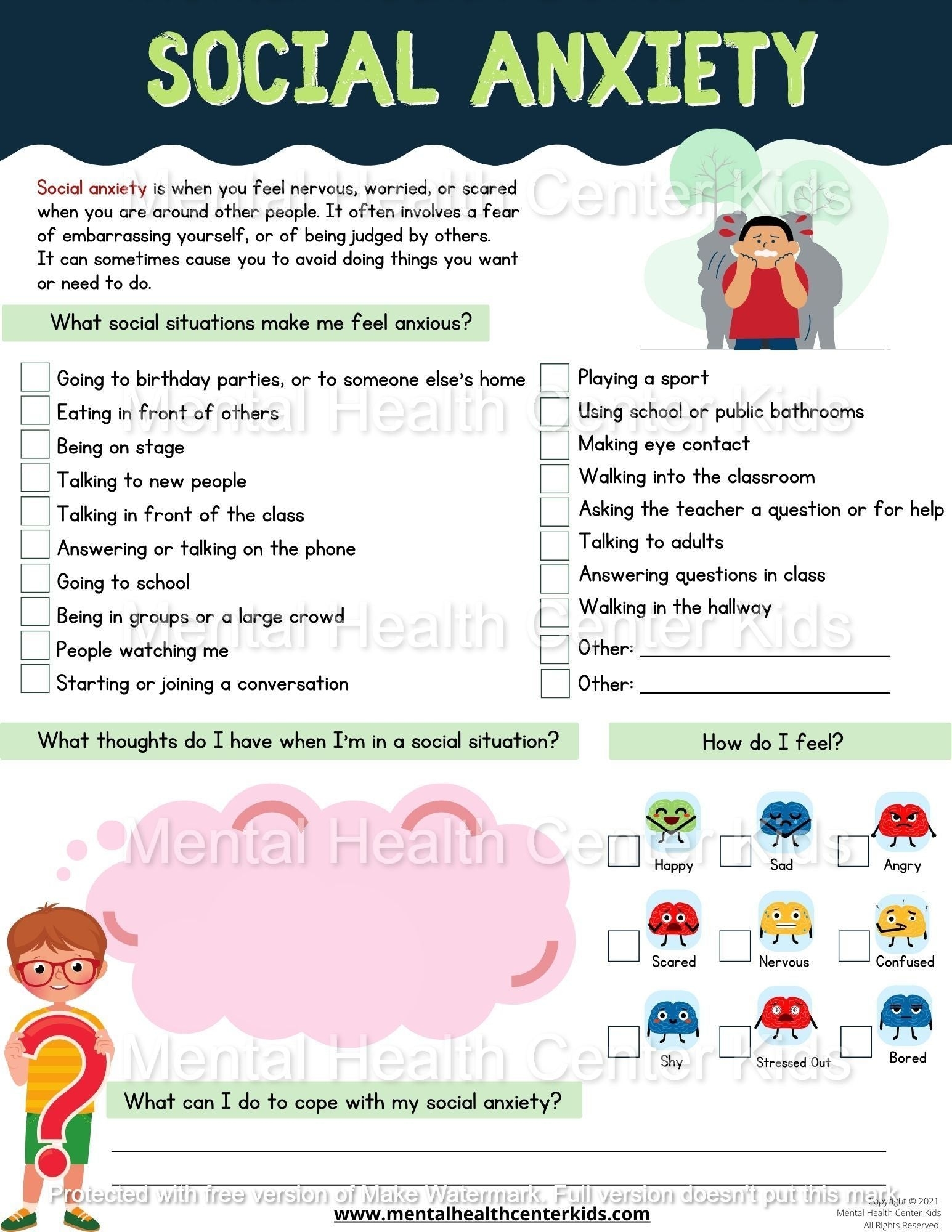 Social Anxiety Worksheets Library