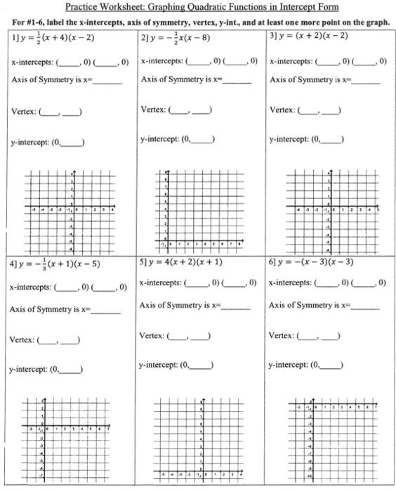graphing quadratic equations worksheet