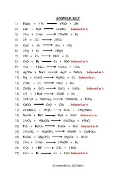 Solved WS 1 Balancing Chemical Equations Worksheet 1 1Nz 