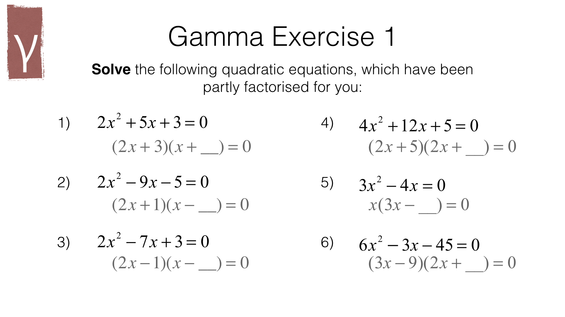 solving quadratic equations worksheet