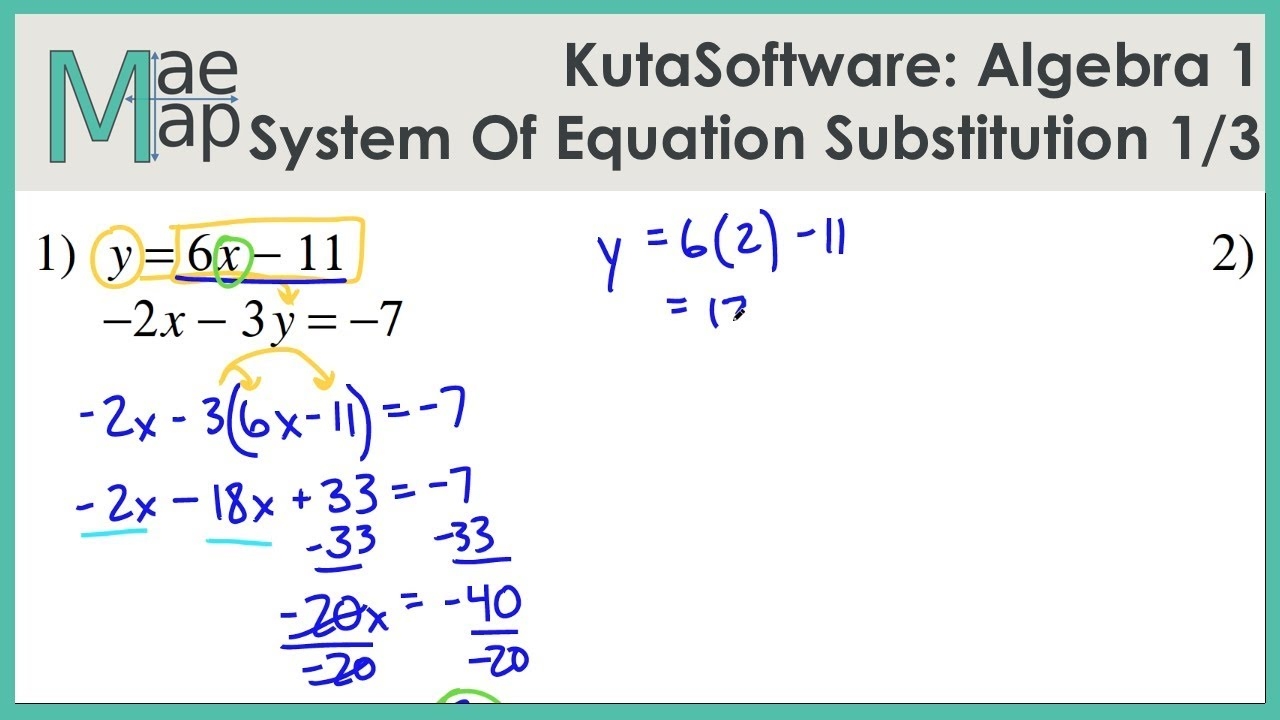 Solving System Of Equations By Substitution Worksheet Kuta Tessshebaylo