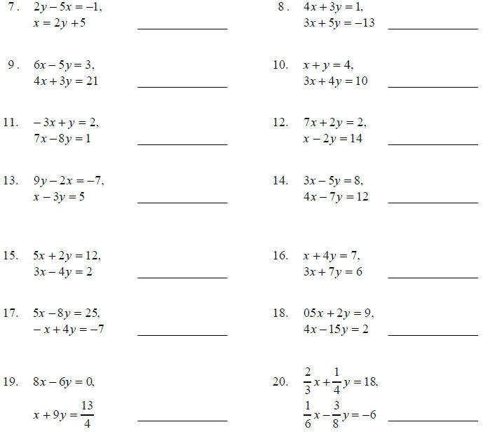 solving systems of equations by elimination worksheet