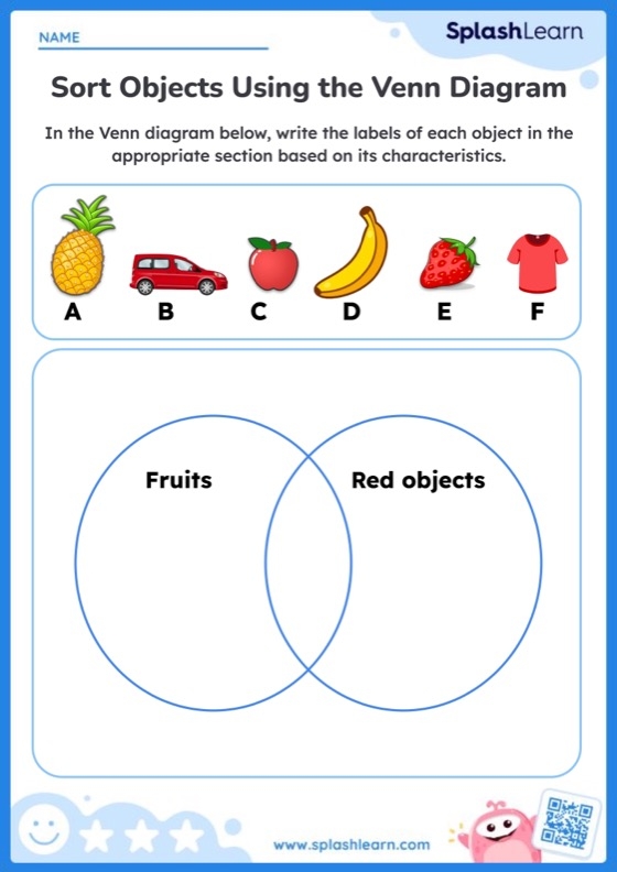 Sort Objects Using Venn Diagram Printable Math Worksheet Worksheets