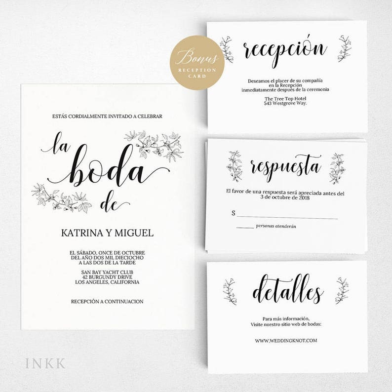spanish wedding invitation templates