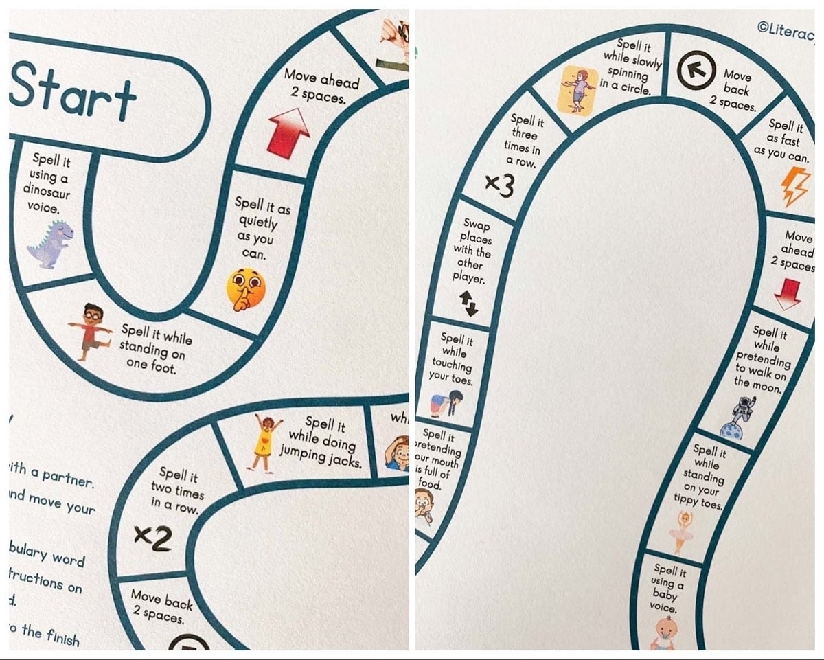 Spelling Practice Printable Board Game Free Literacy Learn