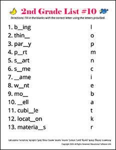 Spelling Worksheets Second Grade Spelling Worksheets Worksheets Library