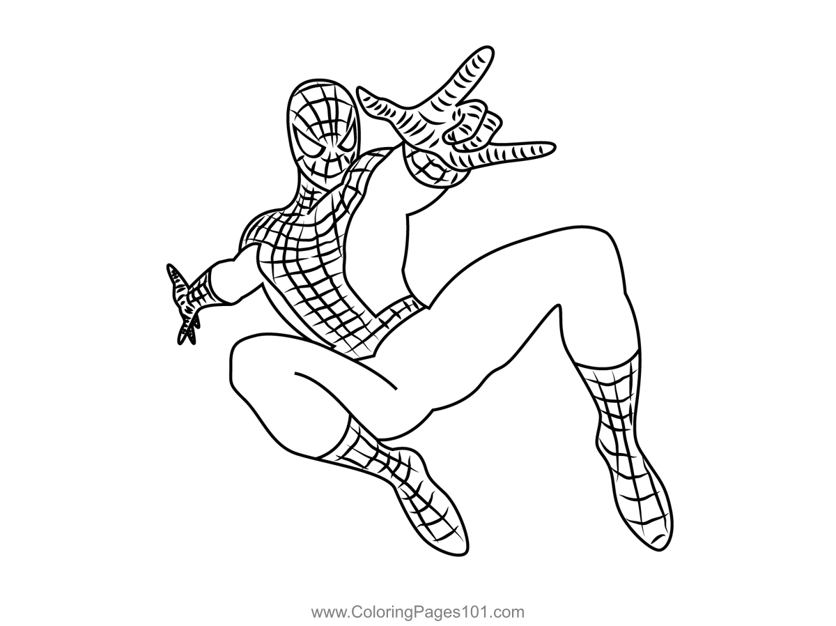 Spiderman Jumping Coloring Page For Kids Free Spider Man Printable 