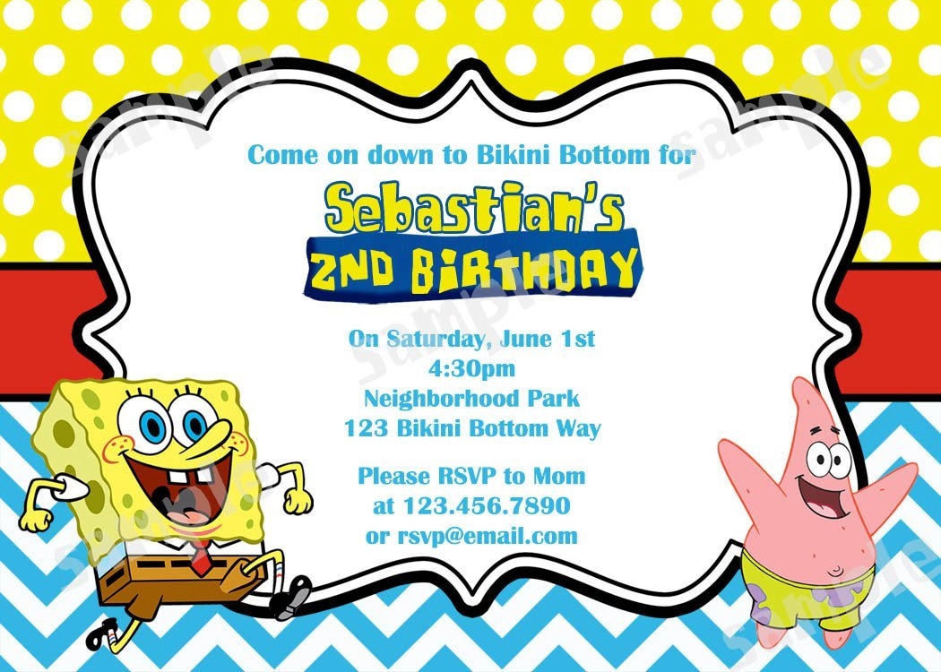 spongebob invitation templates free