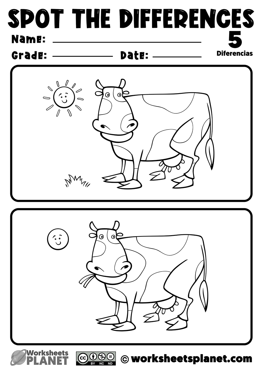 Spot The Difference Pictures For Kids Find The Differences Worksheets