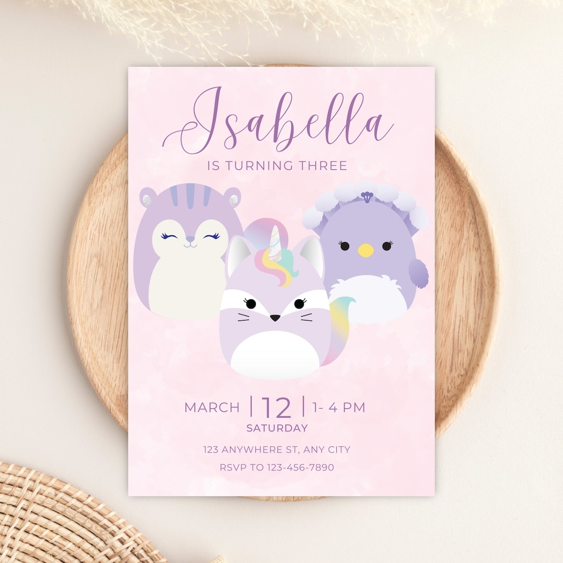 Squishmallow Birthday Invitation Template Free