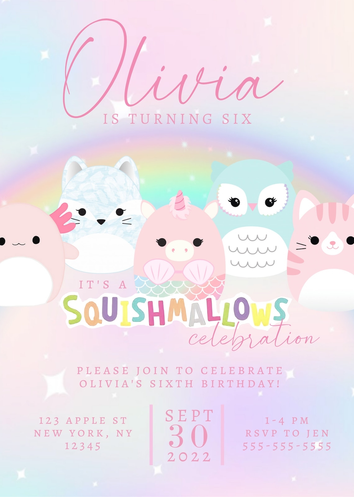 Squishmallow Birthday Invitation Template Free
