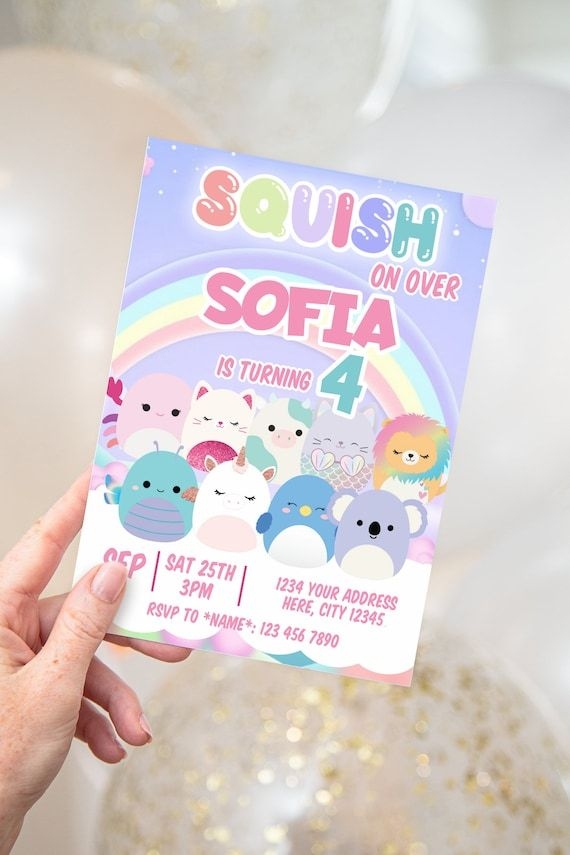 SQUISHMALLOW INVITATION Birthday Squishmallow Party Etsy Birthday 
