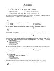 Stats Worksheet pdf AP Psychology Stats Worksheet 1 Calculate 