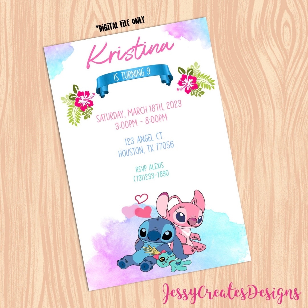 stitch and angel invitation template free
