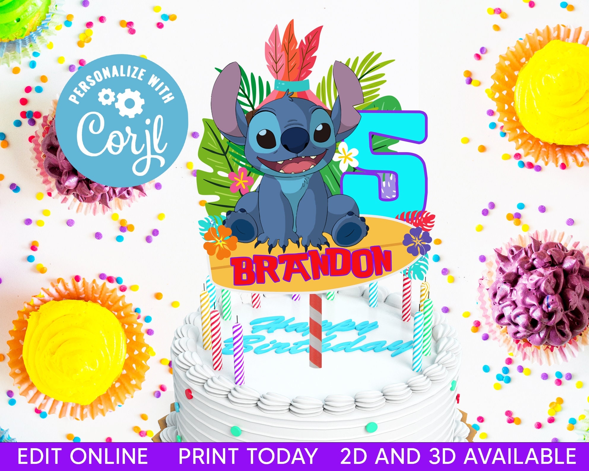 Stitch Cake Topper Printable