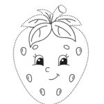 Strawberry Cartoon Trace And Color Worksheet KidzeZone