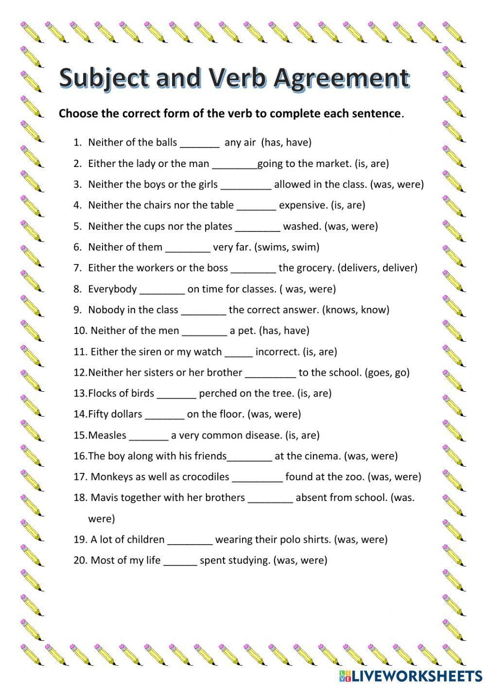 verb worksheet