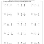 Subtracting Fractions Worksheets Math Monks