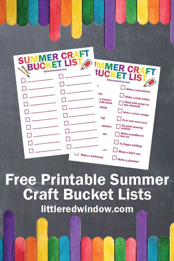 Summer Craft Bucket List Free Printables Little Red Window