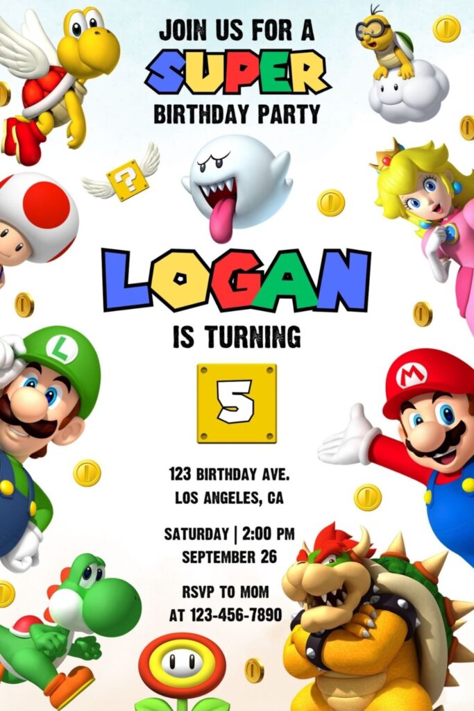 Super Mario Birthday Invitation Template Canva 2 Super Mario Birthday