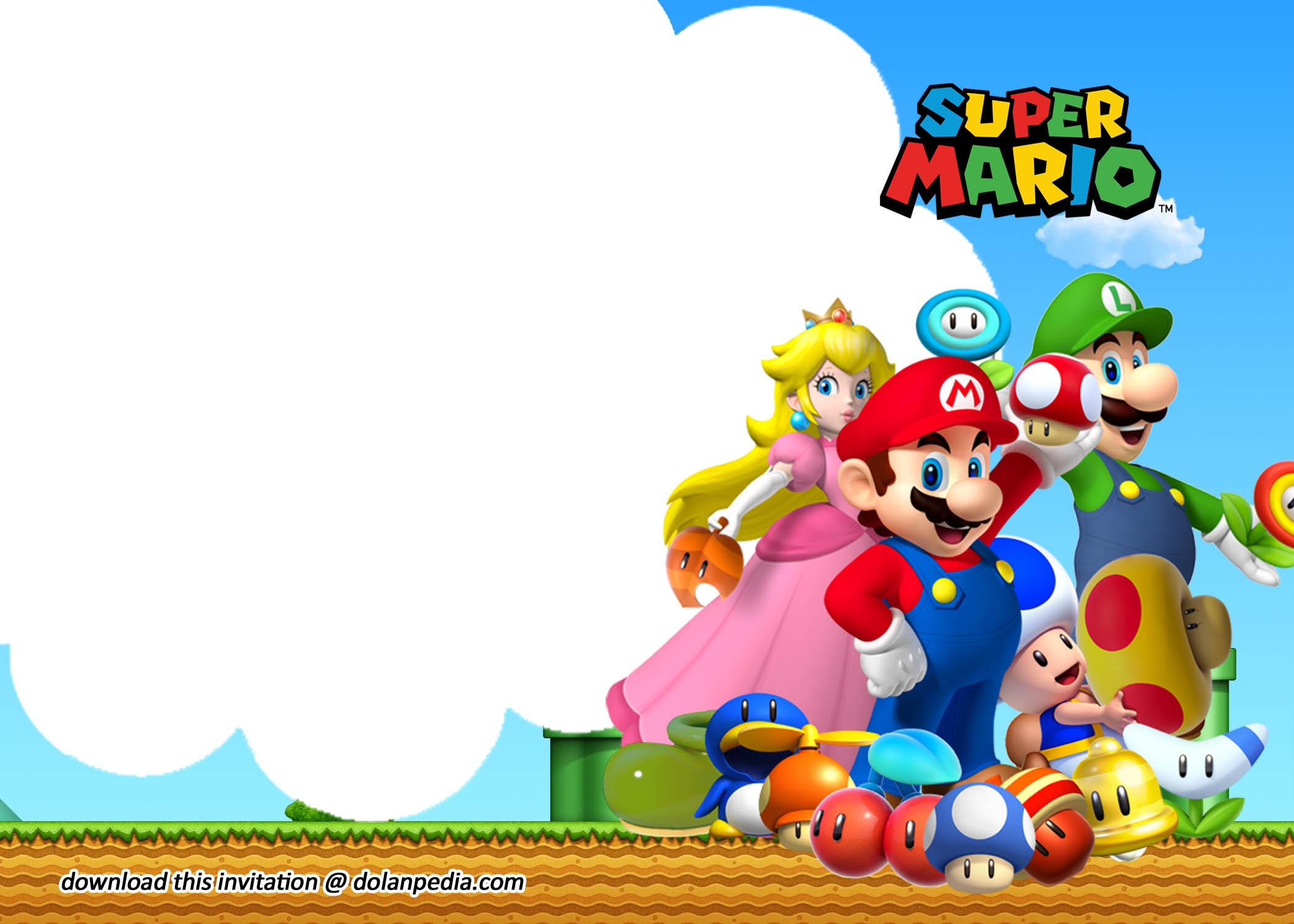 super mario bros invitations template