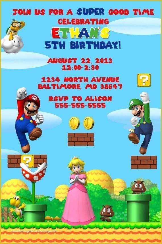 Super Mario Invitations Template Free Of Super Mario Bros Invitation 