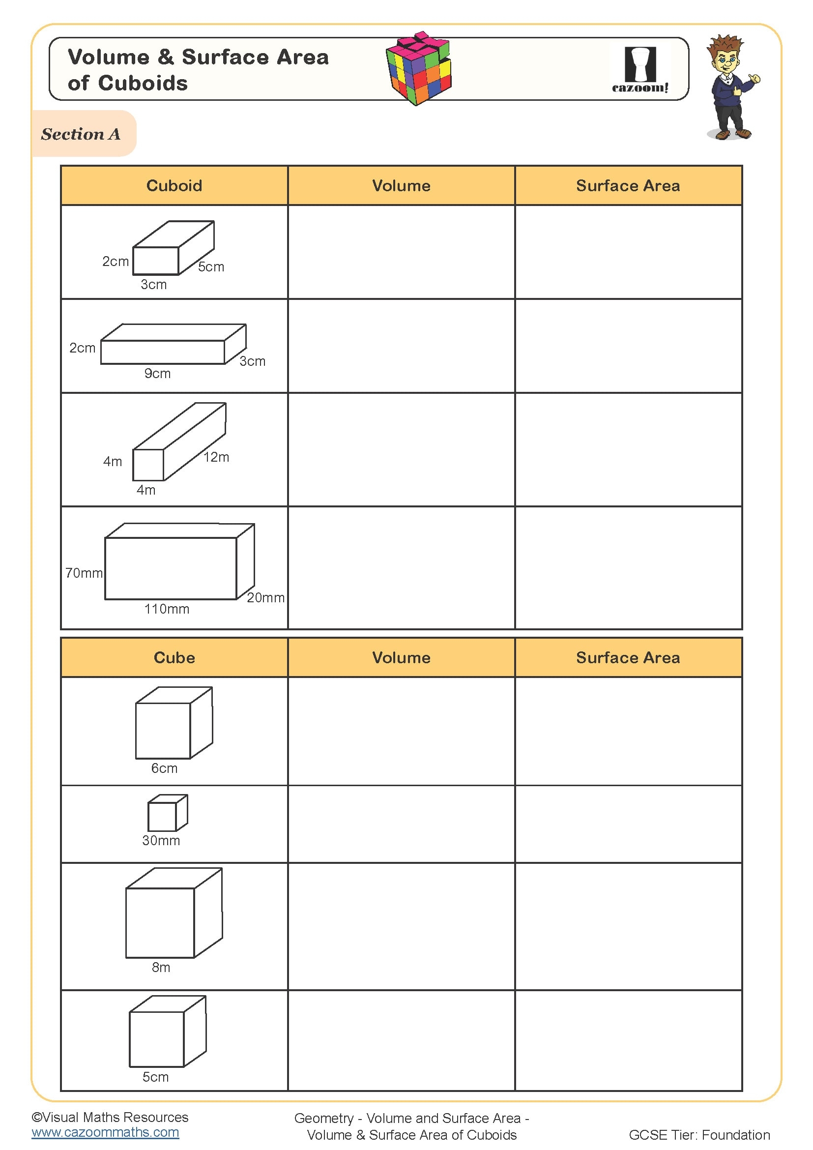 printable volume worksheets