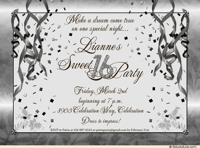 Sweet 16 Birthday Invitations Templates Drevio Invitations Design