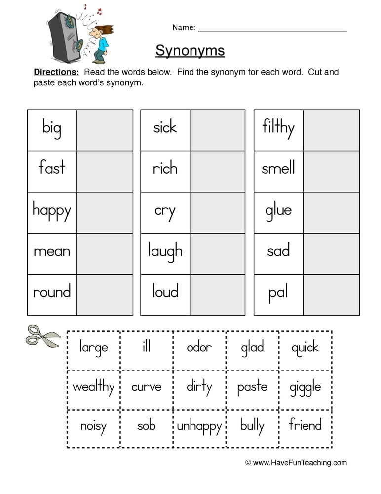 Synonym Matching Worksheets WorksheetsCity