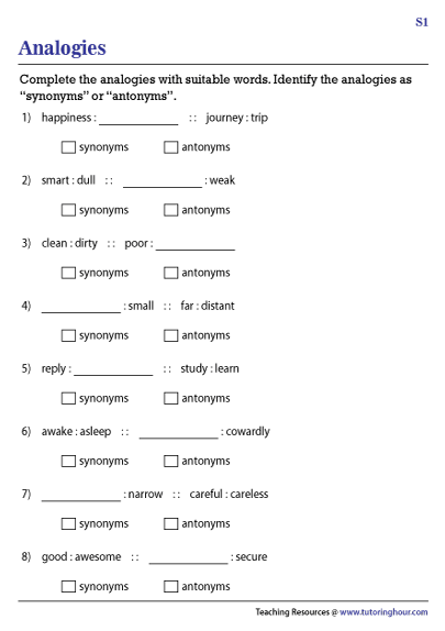 Synonyms And Antonyms Worksheets Worksheets Library