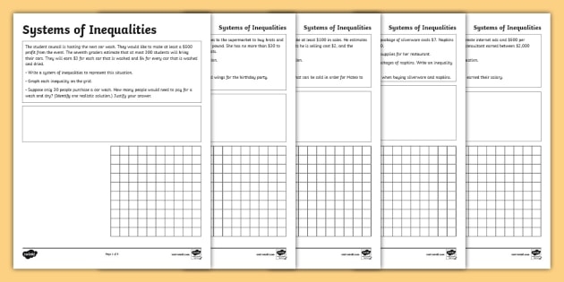 Systems Of Inequalities Worksheet Word Problems USA Worksheets Library