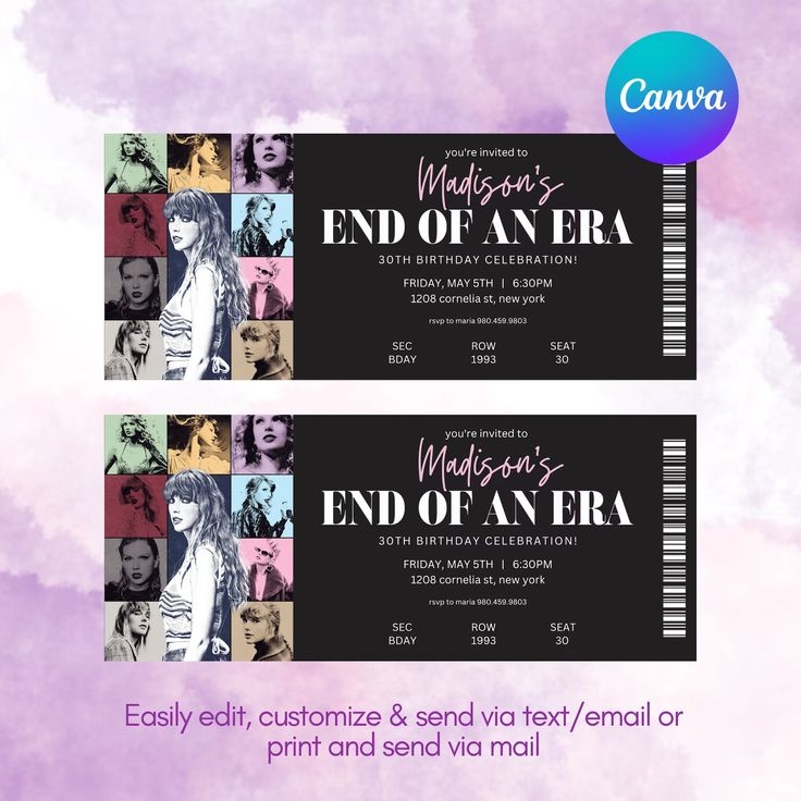 taylor swift birthday invitation template free