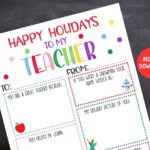 Teacher Holiday Card Printable Kids Holiday Card For Teachers Teacher