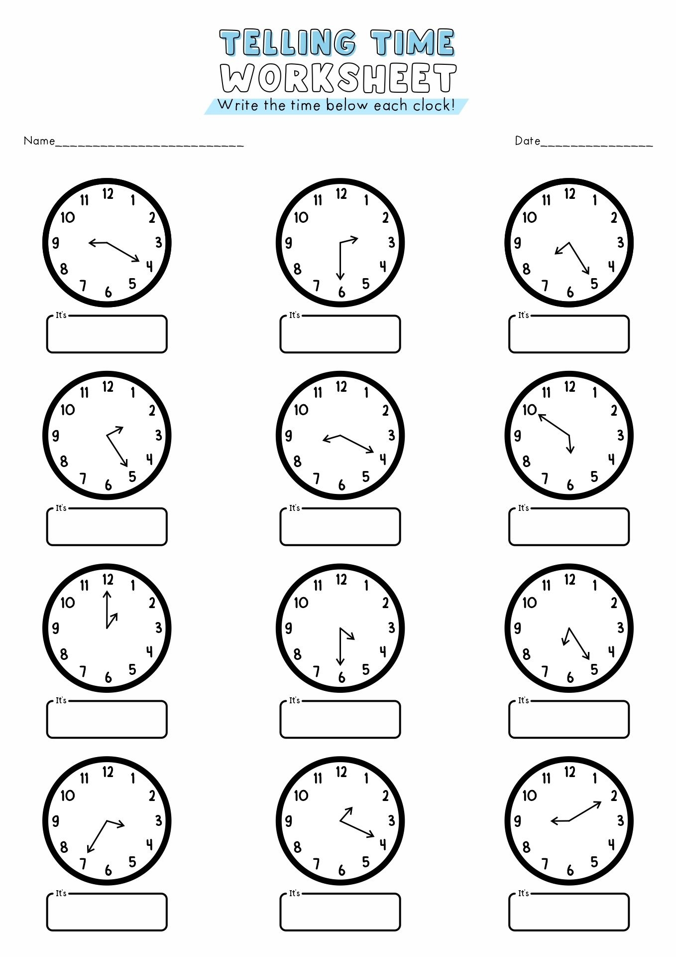 Telling Time Worksheets 3rd Grade Time Worksheets Third Grade 