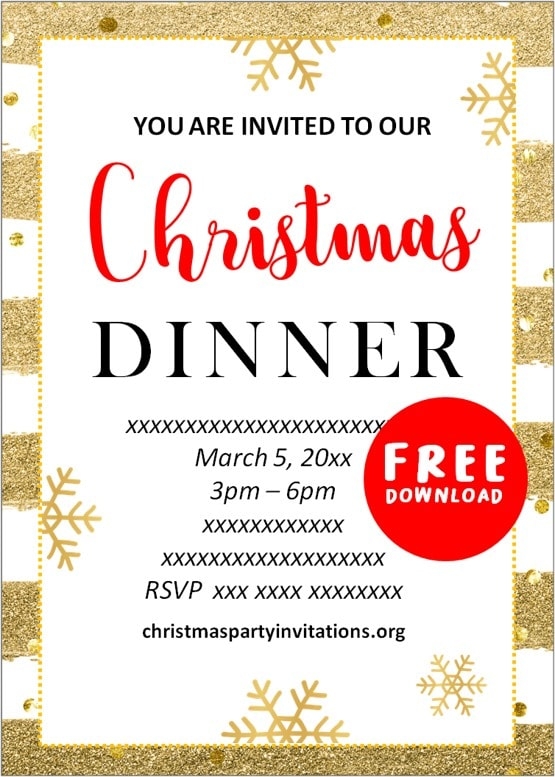 Template For Holiday Dinner Invitation Free Printable Printable Templates