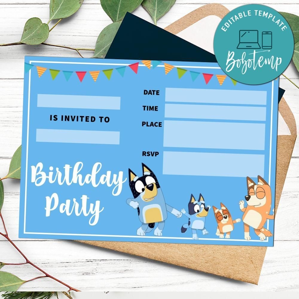 Template Printable Bluey Birthday Invitation