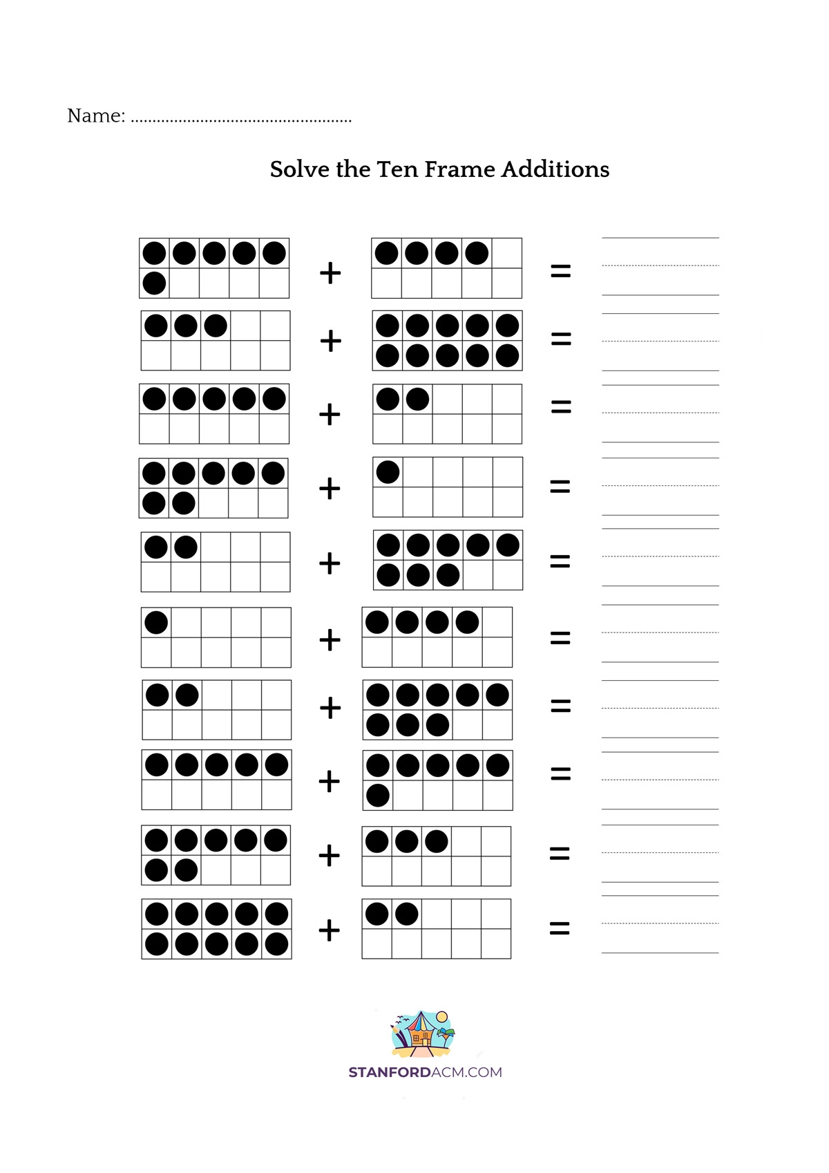 Ten Frame Addition Worksheets Download Now 
