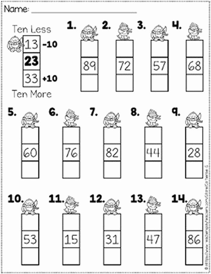 Ten More Ten Less Worksheet Lovely 10 100 More Or Less Practice 