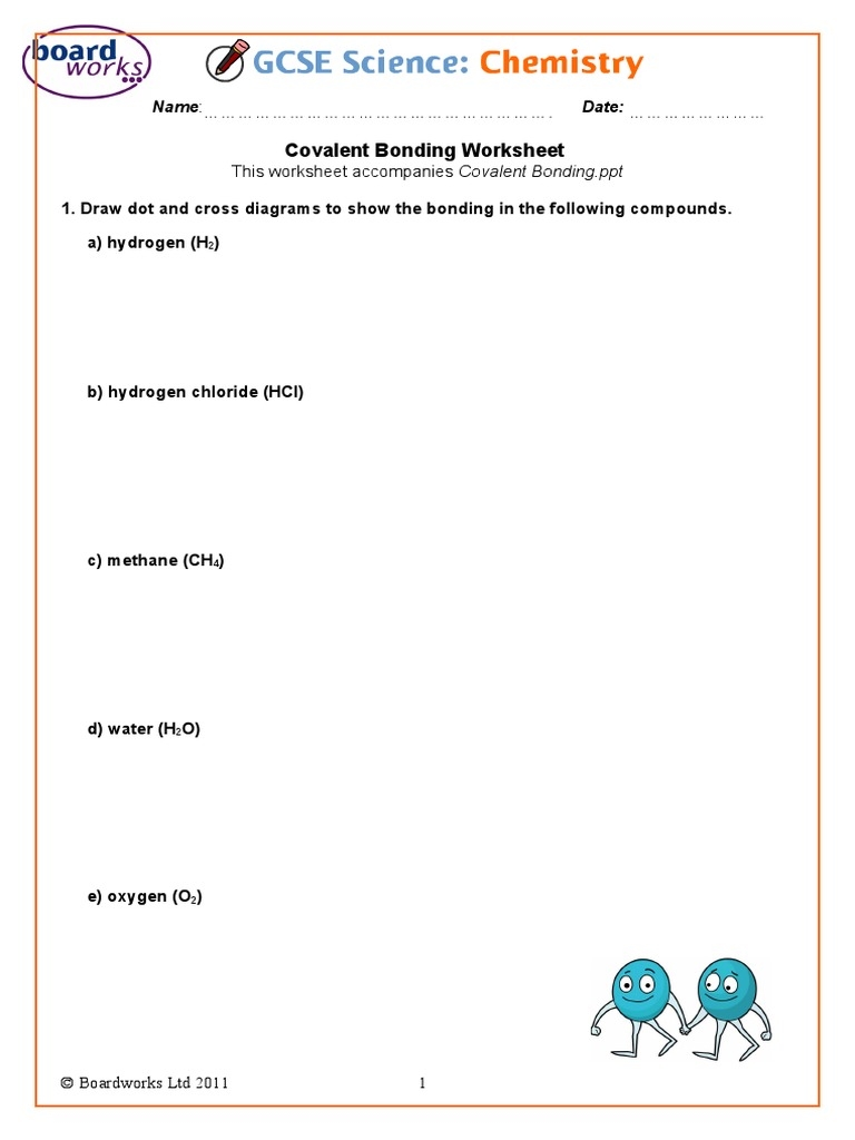 The Nature Of Covalent Bonding Worksheet For 9th 12th Grade