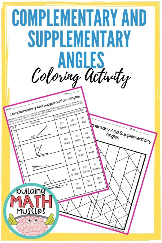 This Complementary And Supplementary Angles Worksheet Is A Coloring